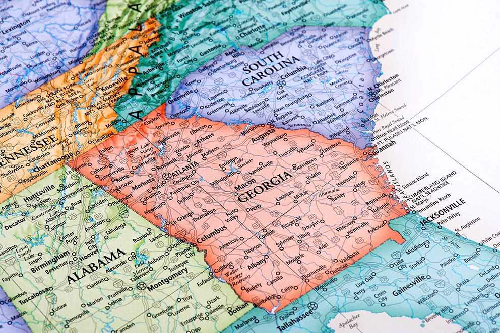Georgia Map With Counties And Major Cities